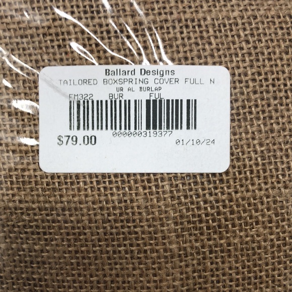 Ballard Designs Tailored Box Spring Cover Full Tan Burlap NWT $79 - Picture 3 of 3
